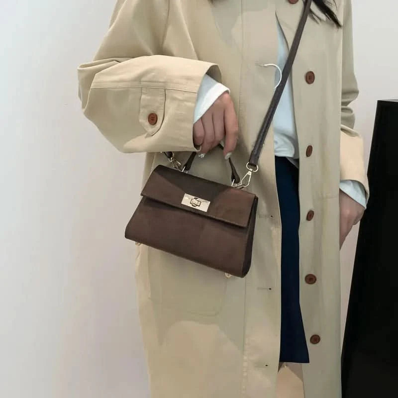 Trendy Suede Shoulder Bag Square Clutch Handbag with Adjustable Strap Satchel Purse Tote Bag for Women Work Shopping Travel - M & M Global