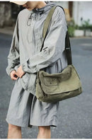 Casual Canvas Messenger Bag Versatile Flip Large Capacity Shoulder Book Bag For Student Adjustable Crossbody Bag For Men Women - M & M Global