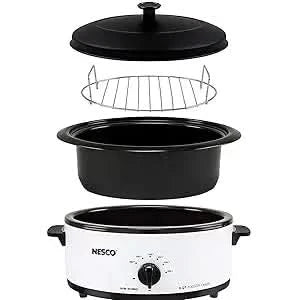 4816-14 Porcelain Roaster Oven, 6 quart, White - M & M Global