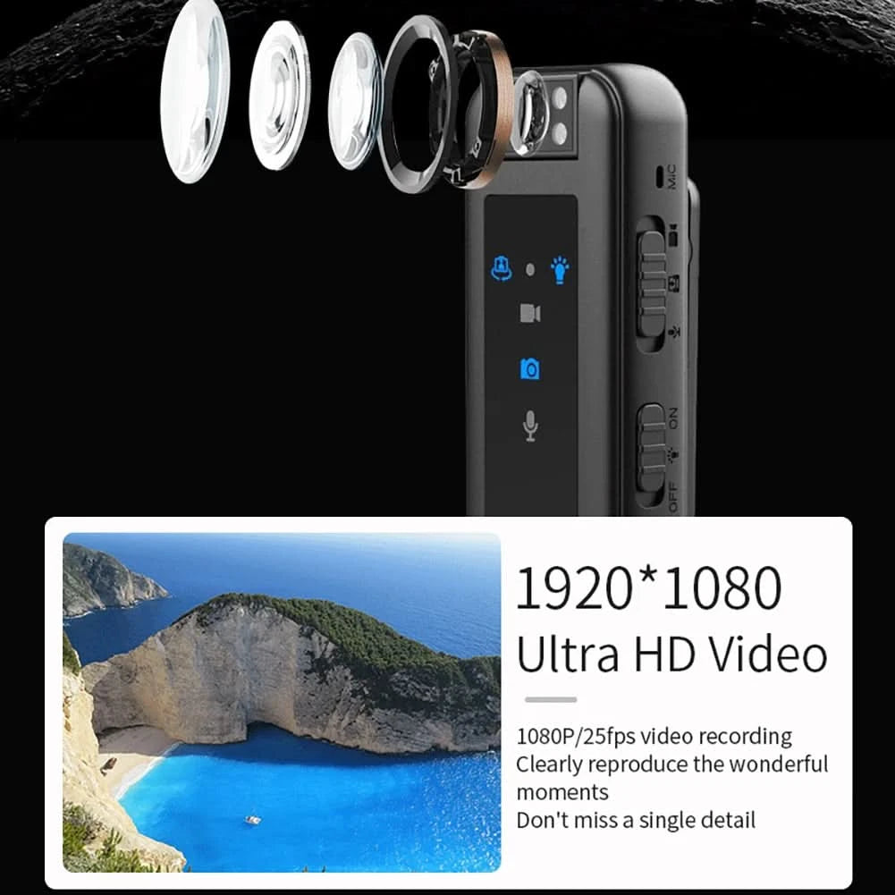 HD 1080P Mini Camera Night Vision Portable Camera Small Rotating Bicycle Stand Recorder Outdoor Sports Camera With Back Clip - M & M Global