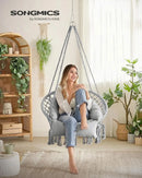 Hanging Chair. Hammock Chair with Thick Cushion. Boho Swing. Holds 264 lb. Accessories Included. Dove Gray. UGDC042G11.