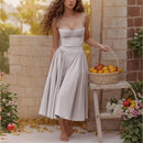 Summer Women Elegant Sleeveless Backless Pleated Dresses Lady Sexy Solid Sling Midi Dress 2024 Female Party Evening A-line Robes - M & M Global