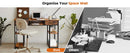 JHK 48 Inch Double Deck Shelving Office Computer Desk with Pull-out Fabric Storage Drawers Metal Frame Adjustable Feet Table ﻿