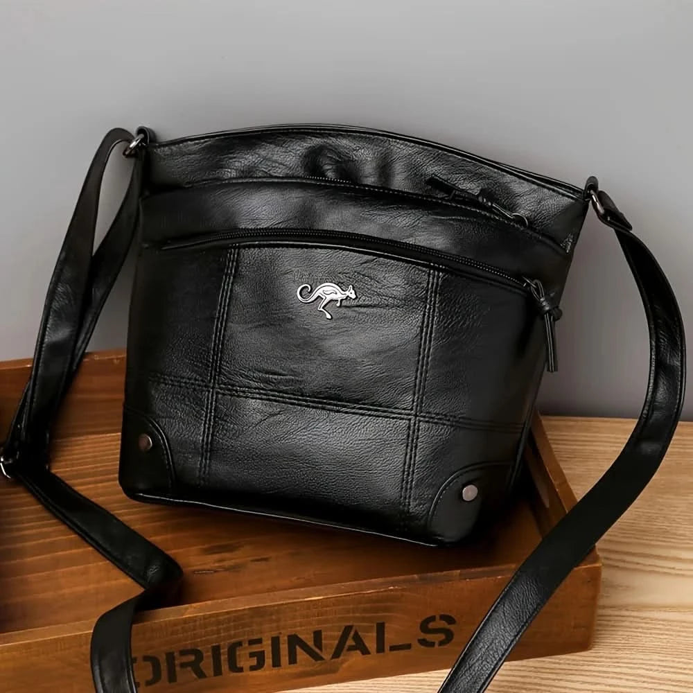 Elegant Vintage Style Shoulder Bag, Faux Leather Multiple Pockets Crossbody Bag, Adjustable Strap, Women's Commuter Work Purse - M & M Global