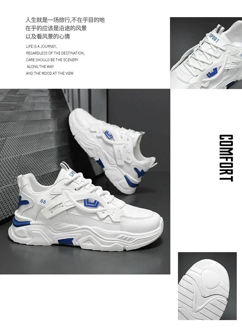 Student height increasing shoes four season new thick sole men's casual sports shoes soft sole comfortable outdoor running shoes - M & M Global