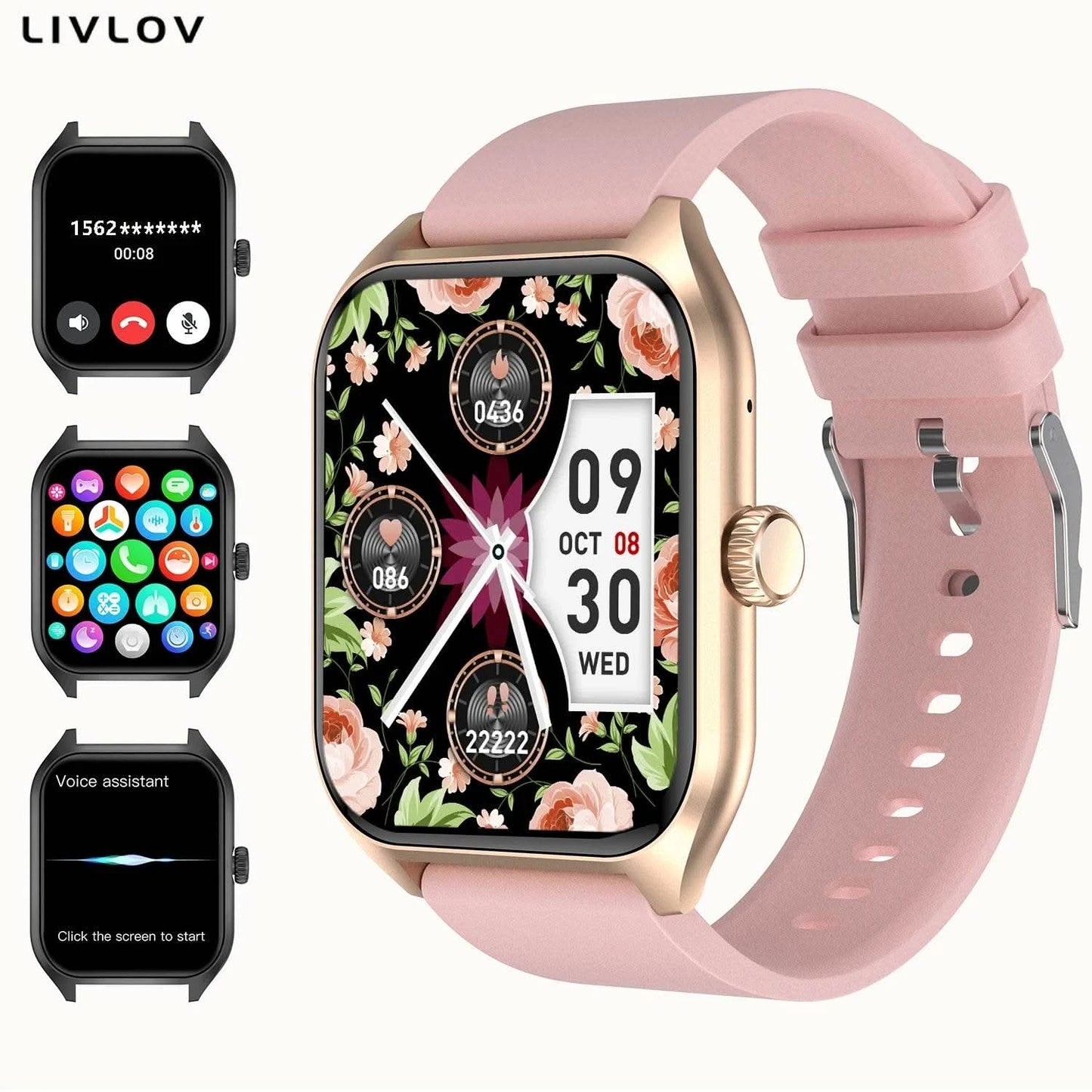 AI Voice Assistant Smart Watch for Men Women, 1.96'' HD Screen Activity Trackers with 100+Sports/ Sleep/ Heart Rate Monitor - M & M Global