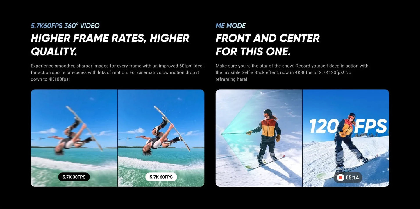 Insta360 X4 - 8K Waterproof 360 Action Camera, 4K Wide-Angle Video, Invisible Selfie Stick,  135 Min Last，Removable Lens Guards, - M & M Global