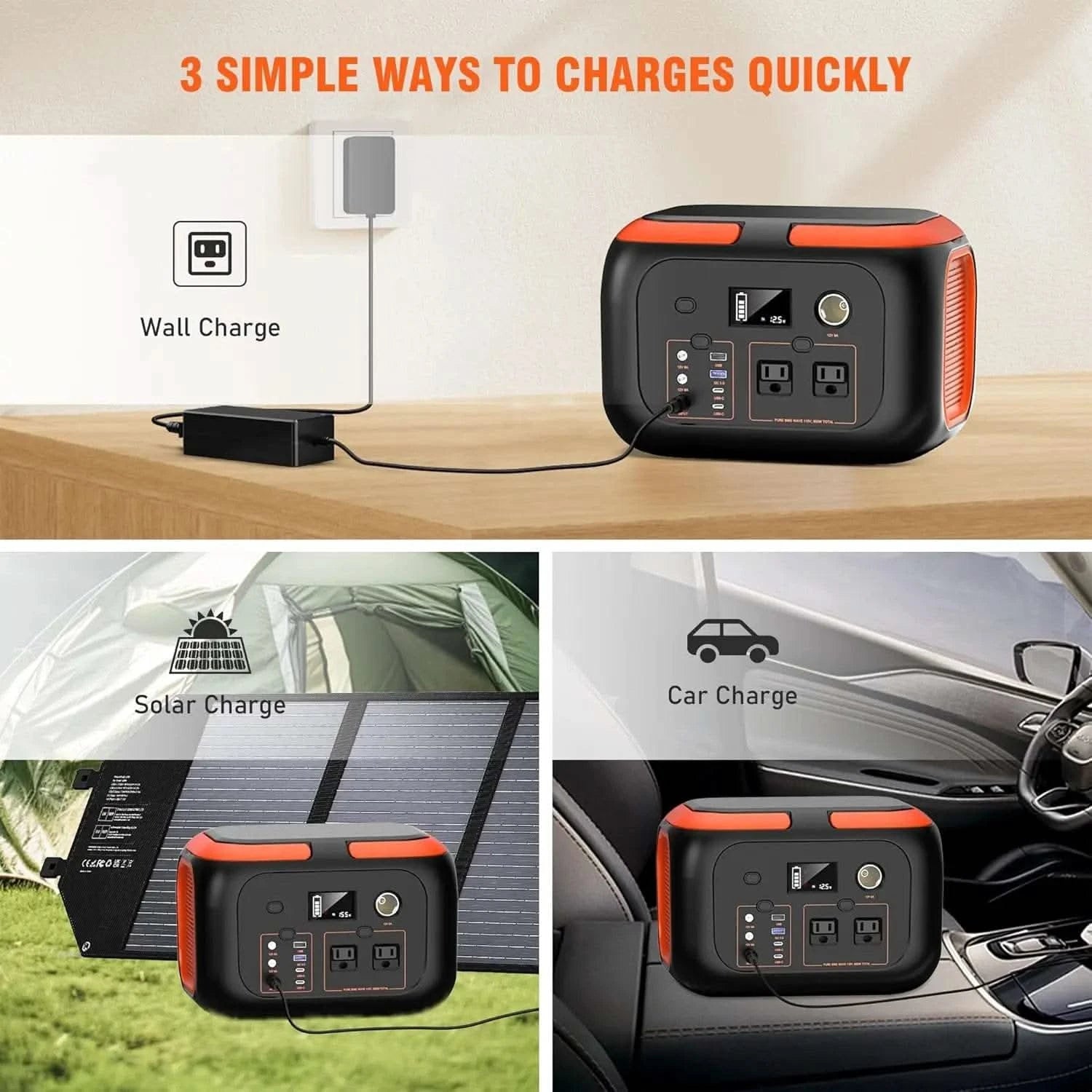 600W/300W/200W Portable Power Station,110V AC Outlets Solar Generator Storage Energy Power Bank For Camping Travel RV Trip Home - M & M Global