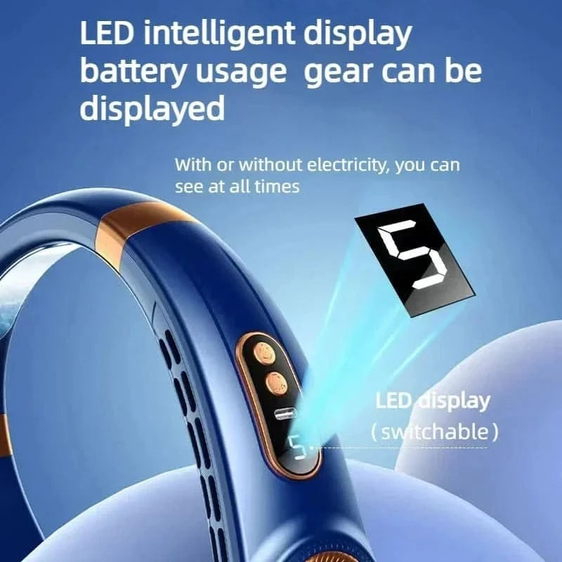 Blue electronic device with LED display on a blue background