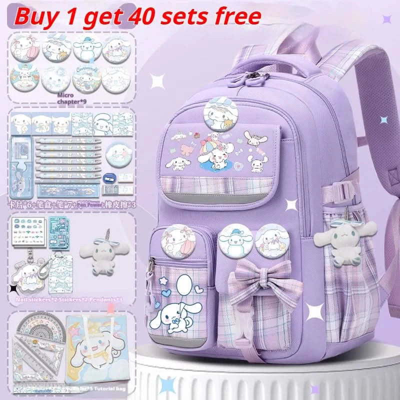 Sanrio Cinnamon Dog cute fashion print school bag for primary school students, stylish children's back-to-school backpack - M & M Global