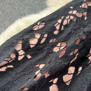 Elegant Flower Embroidery Lace Hollow Out Midi Dresses Women's 2025 Summer O Neck Short Sleeve Casual Long Dress Party Vestidos - M & M Global