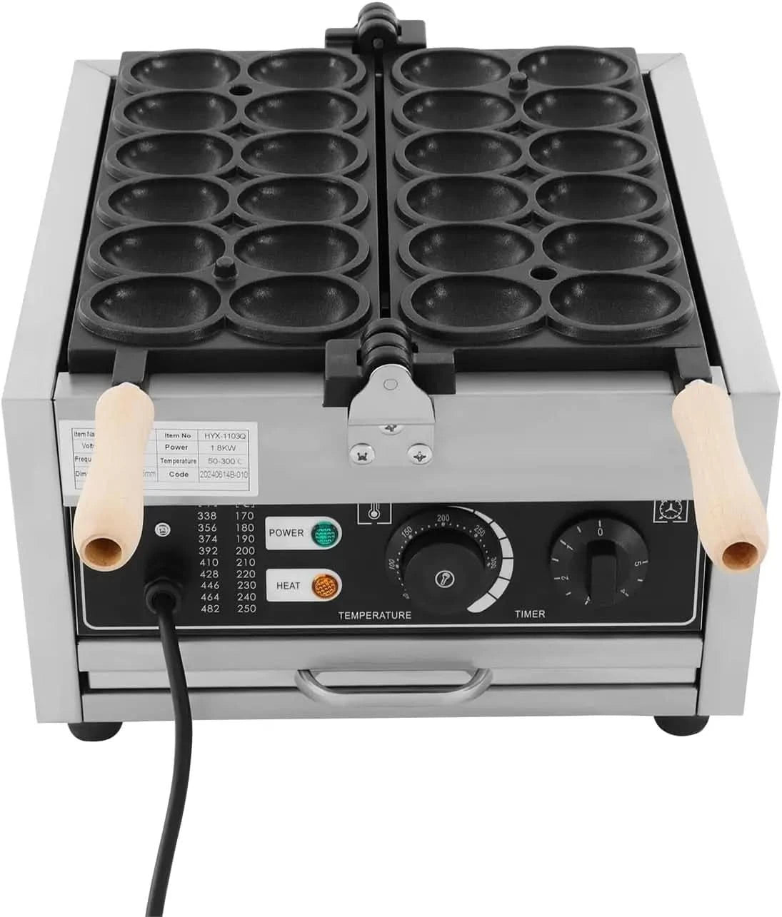 Waffle Maker, 12 Egg-Shaped Holes Mini Egg-Shaped Waffle Making Machine with Adjustable Temperature 122-572℉ & Time 0-5 Minutes, - M & M Global