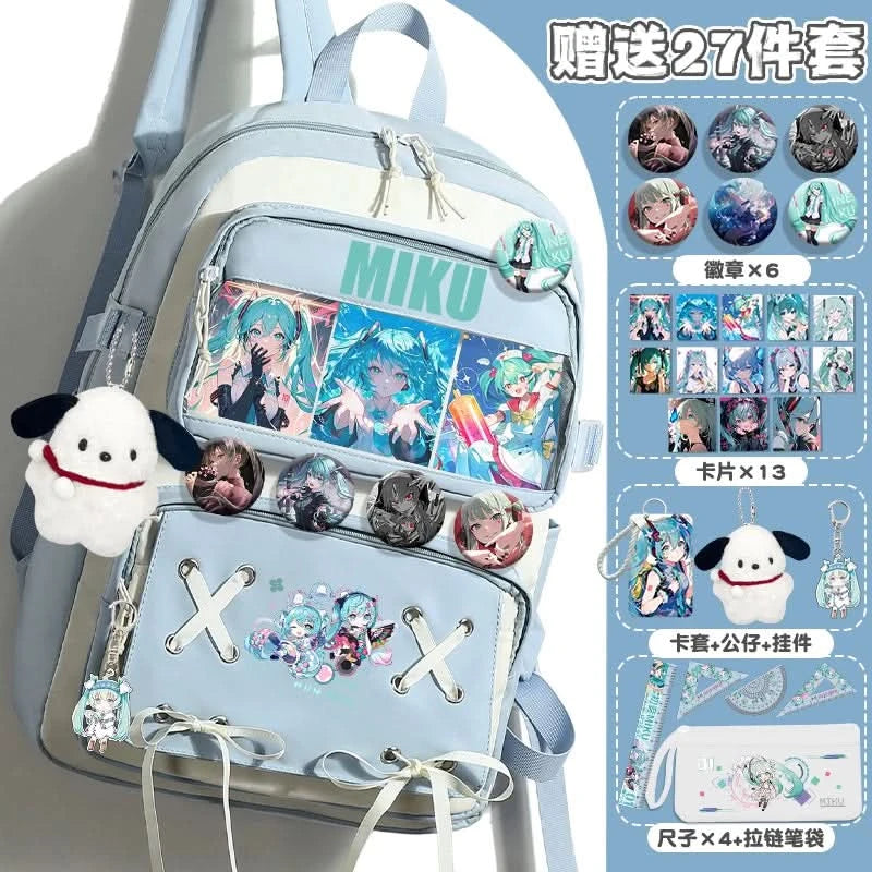 Miku Future School Backpack for Girls 2025 New Fashion Print Youth Pain Bag Large Capacity Backpack for School - M & M Global