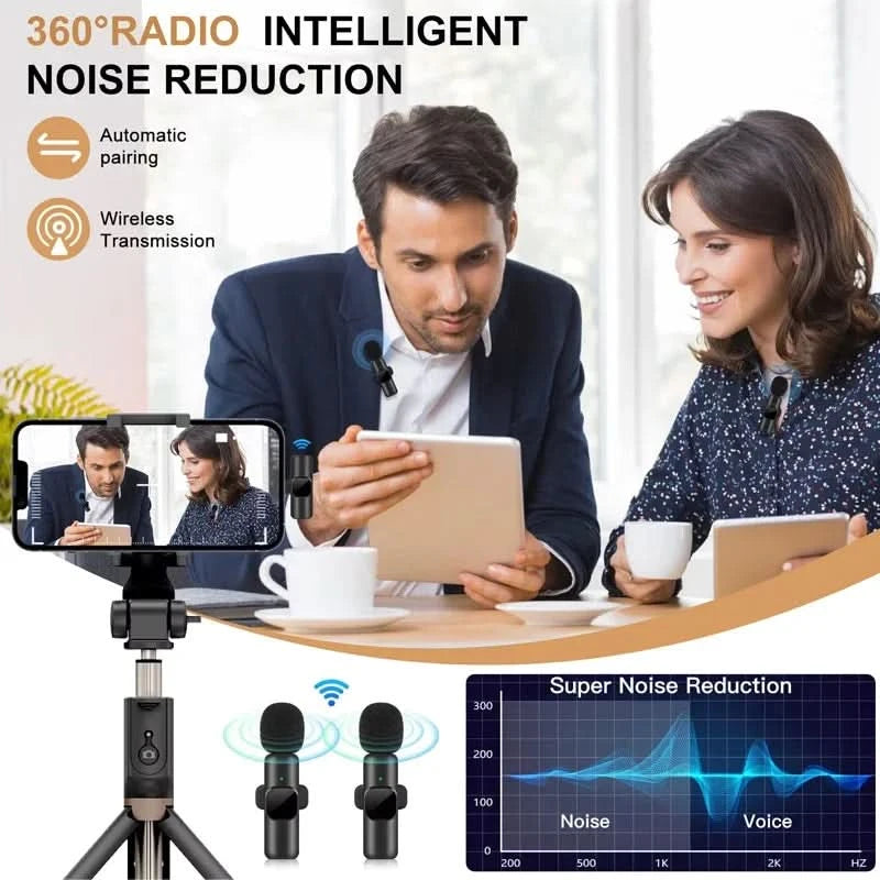 Microphone Wireless Lavalier Microphone for Live Streaming/YouTube/TikTok/Facebook Live Noise Reduction Mic For iPhone/Android - M & M Global