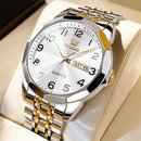 OLEVS Men's Watches Causal Fashion Original Quartz Watch for Man Waterproof Stainless Steel Luminous Date Week Trend Dress Reloj - M & M Global