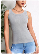 European and American Size Ladies Suspender Vest Sleeveless Top Solid Color Sexy Thread Bottoming Vest for Four Seasons. - M & M Global