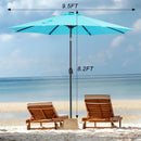JHK 10FT Solar Patio Umbrella with 32 LED Lights UV-Resistant Outdoor Table Umbrella with Tilt and Crank for Backyard Garden