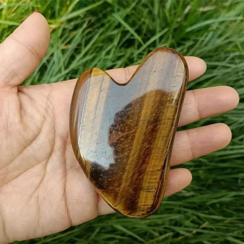 Natural Tiger Eye Guasha Beautiful Massager Facial Scraping Tools Neck Face Scraper Massage Anti Wrinkle Relax Tool SPA Stone - M & M Global