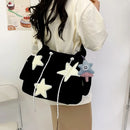 Women Star Pattern Corduroy Crossbody Bag Casual Tote Lady Fashion Large Capacity Shoulder Bag Girl Travel Messenger Bag Handbag - M & M Global