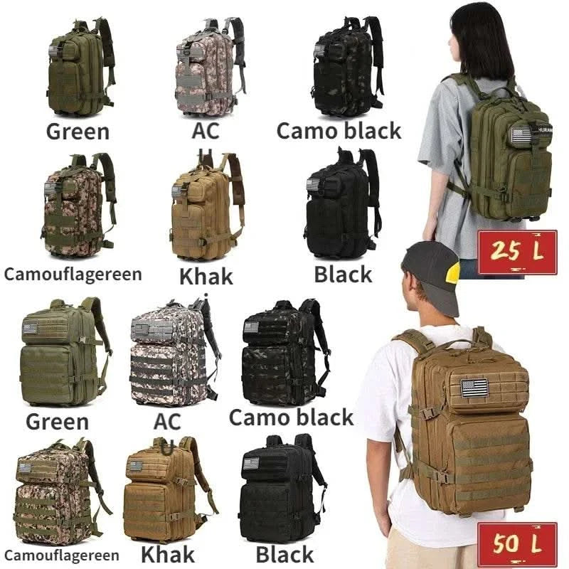 25L/50L Tactical Backpack Molle Bag Outdoor Bags Backpack for Hiking Camping Trekking Hunting Fishing GYM Bags Backpacks - M & M Global