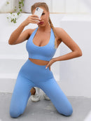 2 Pieces Women's Tracksuit Seamless Yoga Set Workout Sportswear Gym High Waist Leggings Fitness Sports Suits