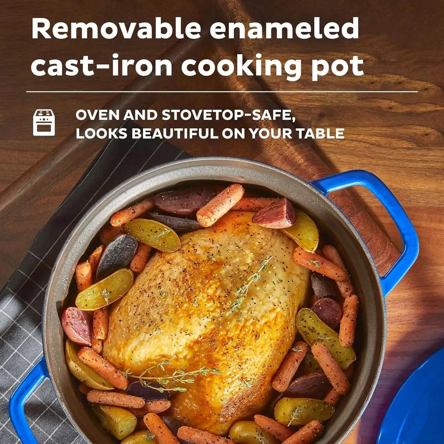 Instant Electric Round Dutch Oven, 6-Quart 1500W, From the Makers of , 5-in-1: Braise, Slow Cook, Sear/Sauté, Cooking Pan, Food - M & M Global
