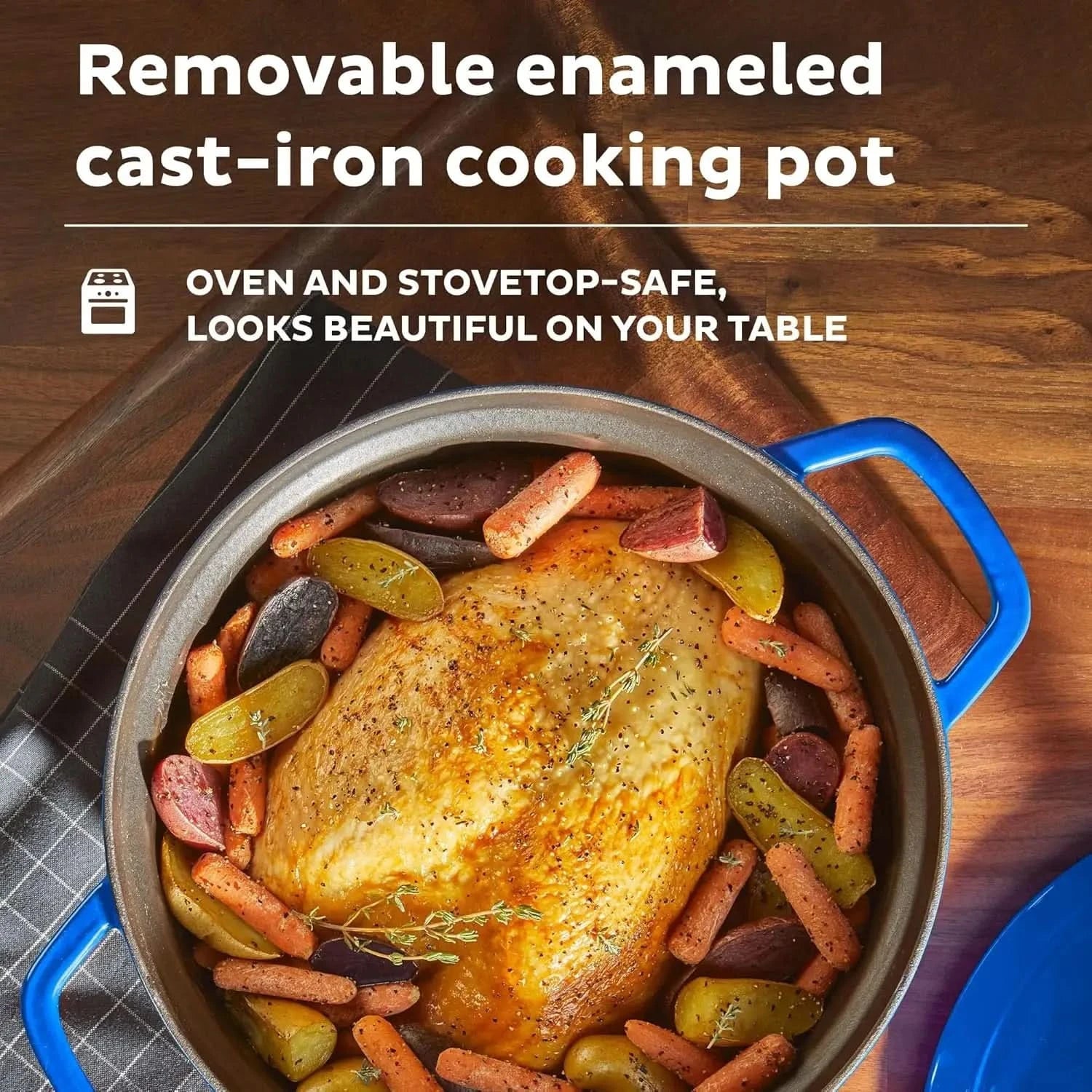 Instant Electric Round Dutch Oven, 6-Quart 1500W, From the Makers of , 5-in-1: Braise, Slow Cook, Sear/Sauté, Cooking Pan, Food - M & M Global