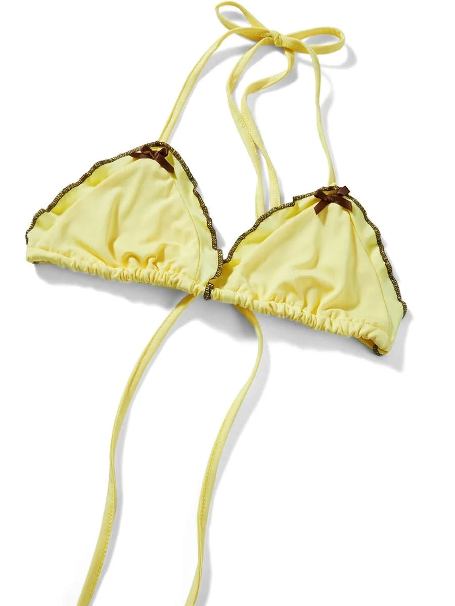 Women Bikini 2024 Patchwork Sleeveless Padded Bra And Frills Thong Bottoms Bikini Women Summer Beach Padded Up Bathing Suits - M & M Global