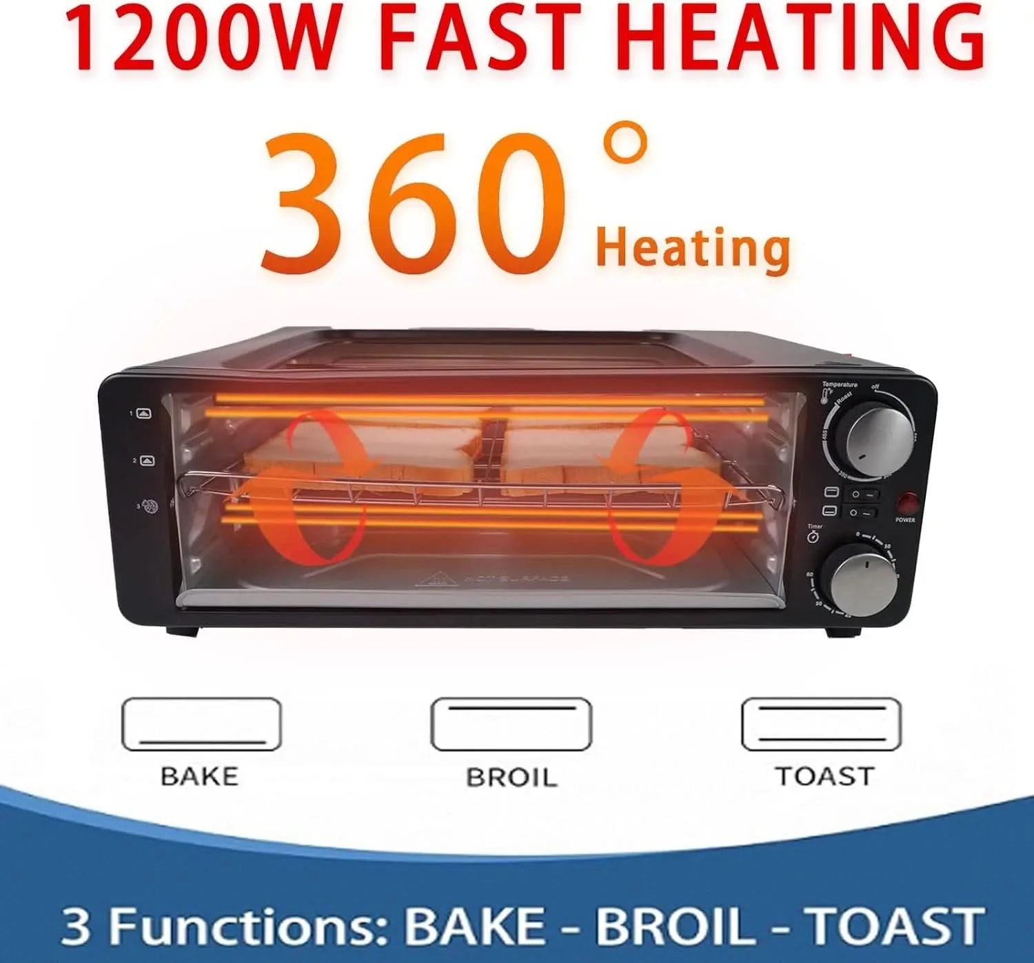 2-in-1 Breakfast Station, Non-Stick Griddle and 6-Slice Toaster Oven, Electric Pizza Oven Commercial Pizza Maker Countertop Pizz - M & M Global
