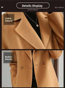 Plus Size Women's Mid-Length Woolen Coat 2025 Spring Autumn Slim Fit Woolen Coat Outerwear Pure Color Korean Casual Style But...