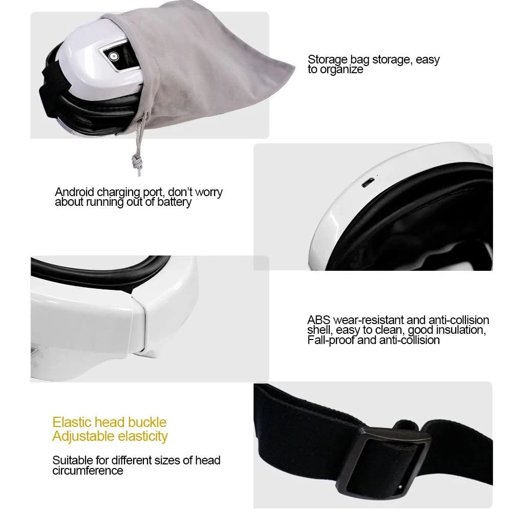 Smart Eye Massager Rechargeable Eye Mask For Dark Circles, Puffiness Dry Eyes Fatigue Relief Perfect For Sleep & Travel - M & M Global