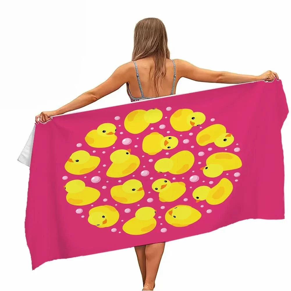 Extra Large Quick-drying Microfiber Beach Towel with Chic Duck Design - Super Absorbent, Lightweight and Stylish - M & M Global