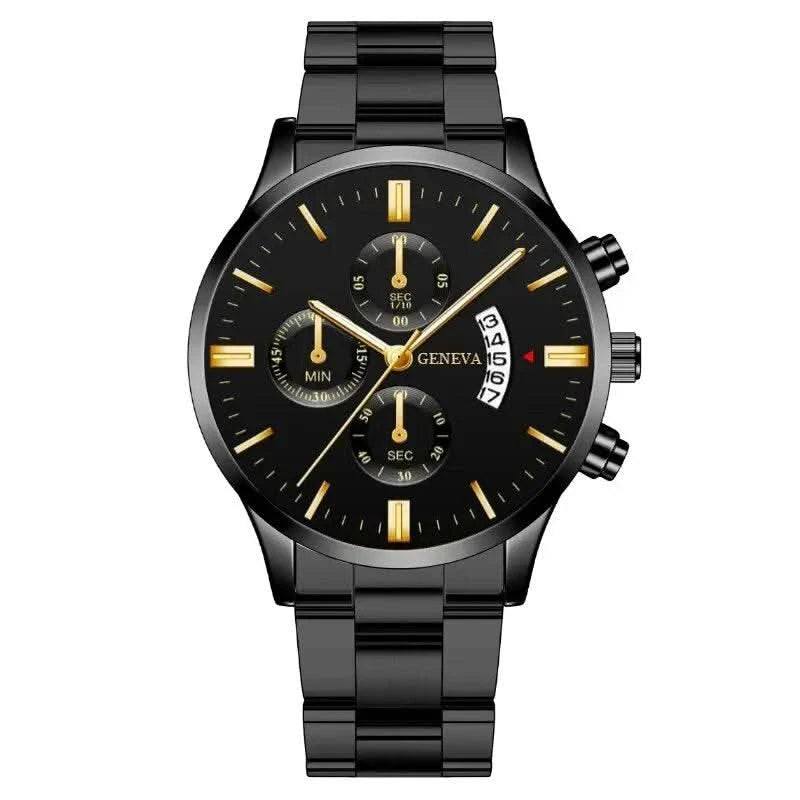 2023 Fashion Men Gold Stainless Steel Watch Luxury Calendar Quartz Wrist Watch Mens Business Watches for Man Clock Reloj Hombre - M & M Global