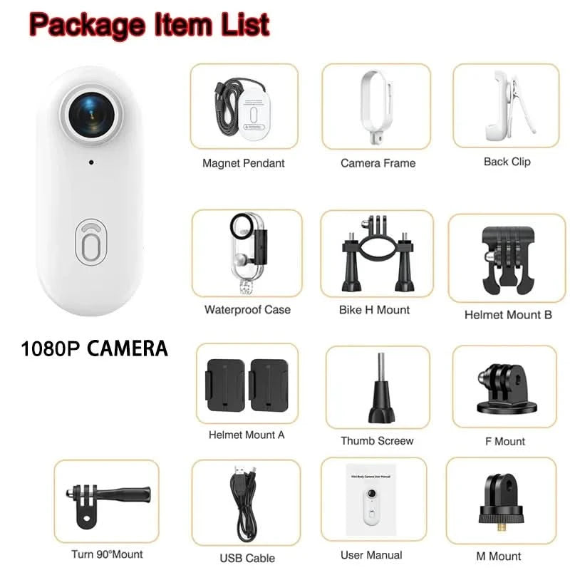 Pocket 4K Mini Camera  Magnetic Wearable Cam with Waterproof Shell WiFi Bike Camera Friendly for Casual Cycling Vlog Home Use - M & M Global