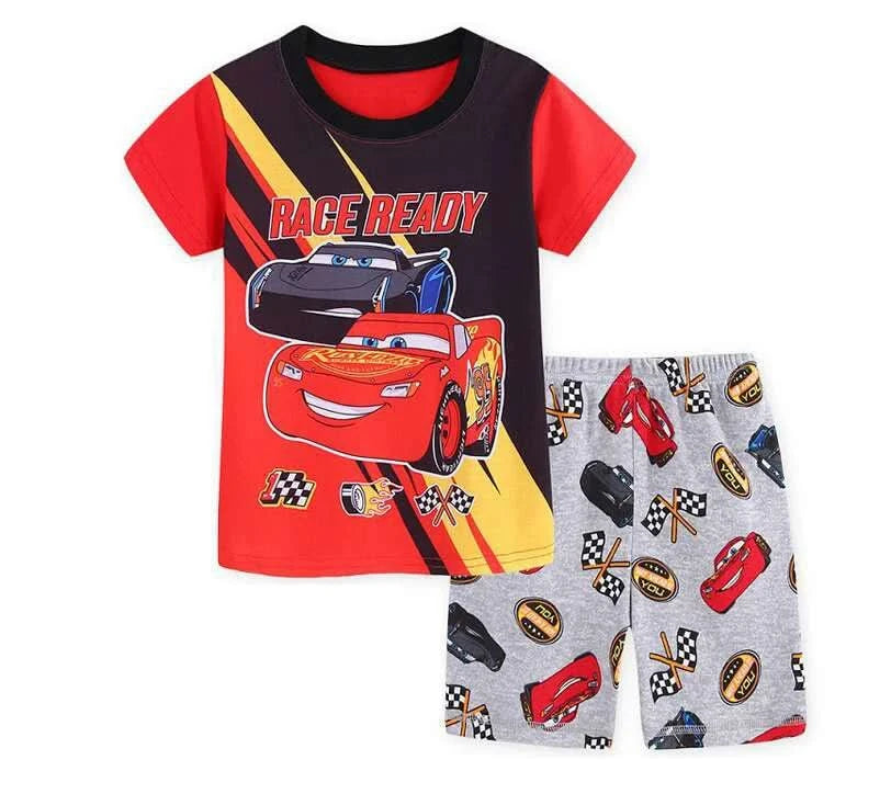 Summer Children Pajamas Set Short Sleeve T Shirt Shorts car Pyjamas Kids Boy Girls Pijamas lightning mcqueen Cartoon Sleepwear - M & M Global