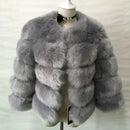 DEAT Fashion Orange Imitation Fox Fur Grass Coat Women's Round Neck Plush Thick Jacket Winter New 7A1578