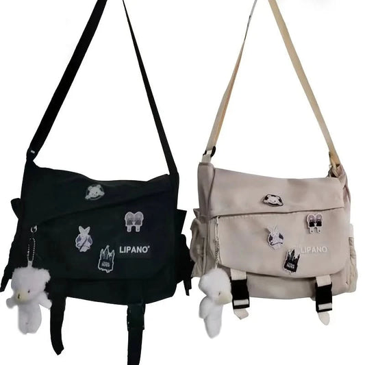 Nylon Messenger Bag Men Shoulder Bag Trendy Men's Messenger Bag, Student School Bag, Solid Color Crossbody Bags for Men Handbag - M & M Global