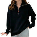 Korean Half Zip-Up Sweater Women Retro Loose Sporty Knitted Pullover ladies Autumn Winter thicken warm Long Sleeve knit Jumpers