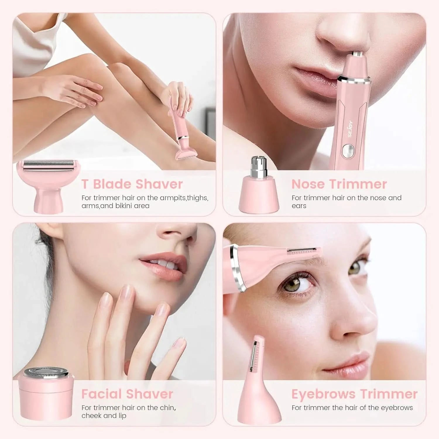 Sejoy Facial Hair Trimmer for Women Perfect for Face Ear Eyebrows Nose Hair Removal Clipper Electric Shaver - M & M Global