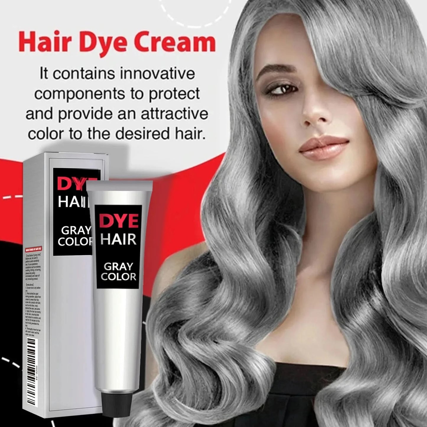 Permanent Hair Dye Gray Colors Punk Style Salon Light Grey Silver Long Lasting Unisex Styling Root Coverage Hair Dye Cream 100ml - M & M Global