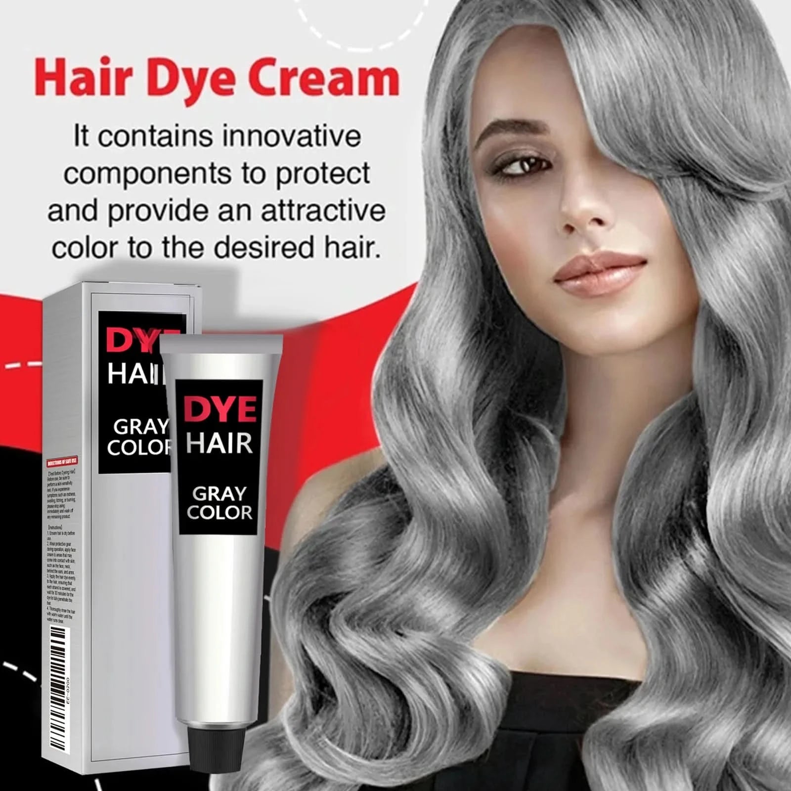 Permanent Hair Dye Gray Colors Punk Style Salon Light Grey Silver Long Lasting Unisex Styling Root Coverage Hair Dye Cream 100ml - M & M Global
