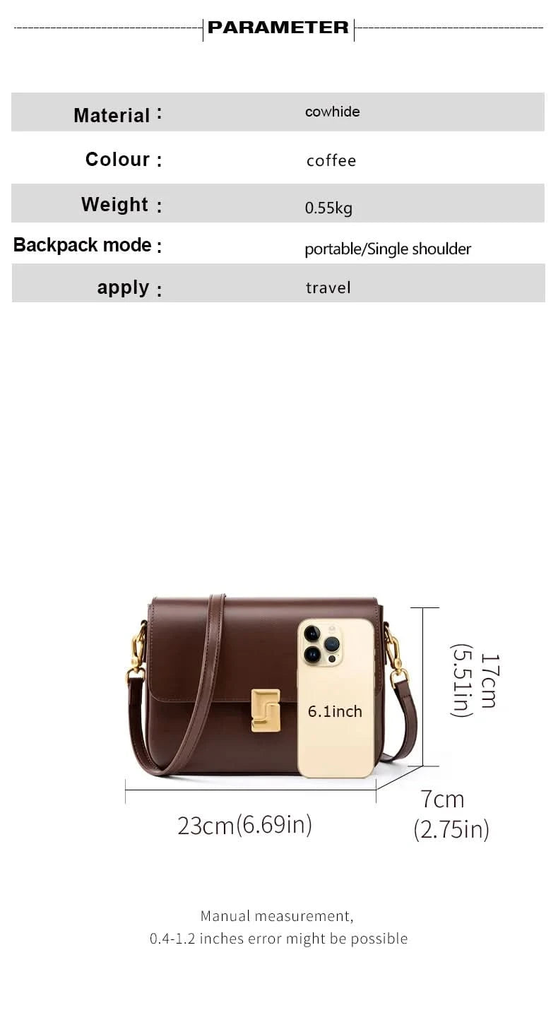 Genuine leather tofu bag large capacity high-end sense one-shoulder armpit commuting practical cowhide crossbody women's bag - M & M Global