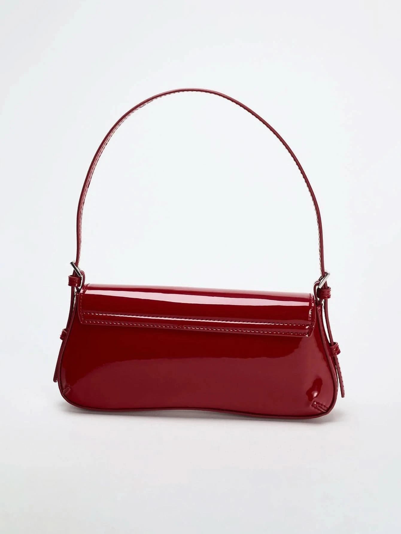Red Baguette Underarm Bag New Fall 2024 Fashion simple commuter clamshell vintage shoulder bag - M & M Global
