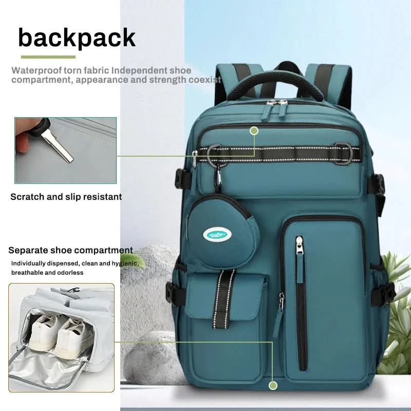 Fashionable large capacity multi pocket multifunctional outdoor travel backpack, handbag hiking bag suit - M & M Global