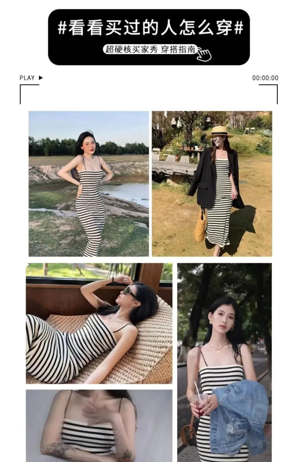 Striped Knitted Slim Dresses Women's Summer Skinny Sleeveless Bodycon Long Dress Casual Holiday Wrap Hip Sundress - M & M Global