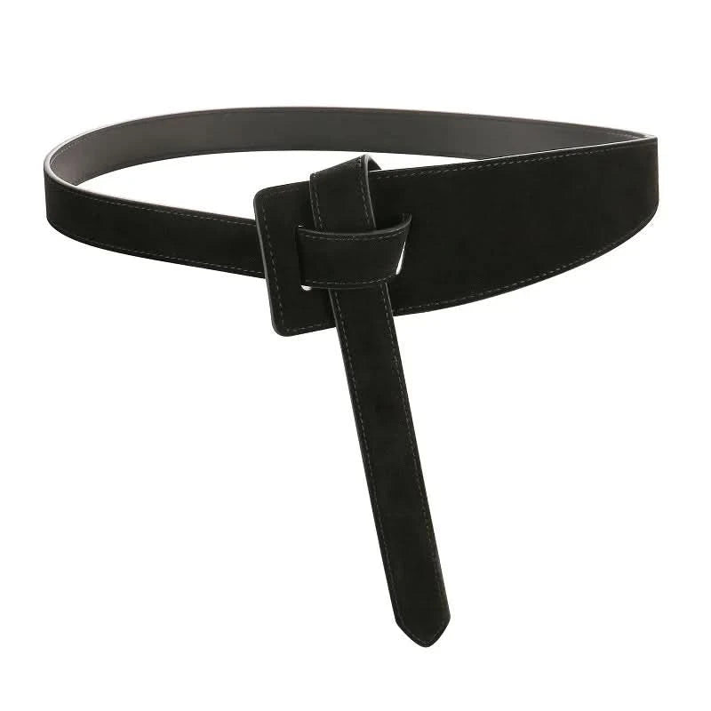 Knotted Belts for Women Belt Lady Waistband Soft Genuine Leather Suede Cowhide Waist Belt Straps Long Dress Coat Accessories - M & M Global