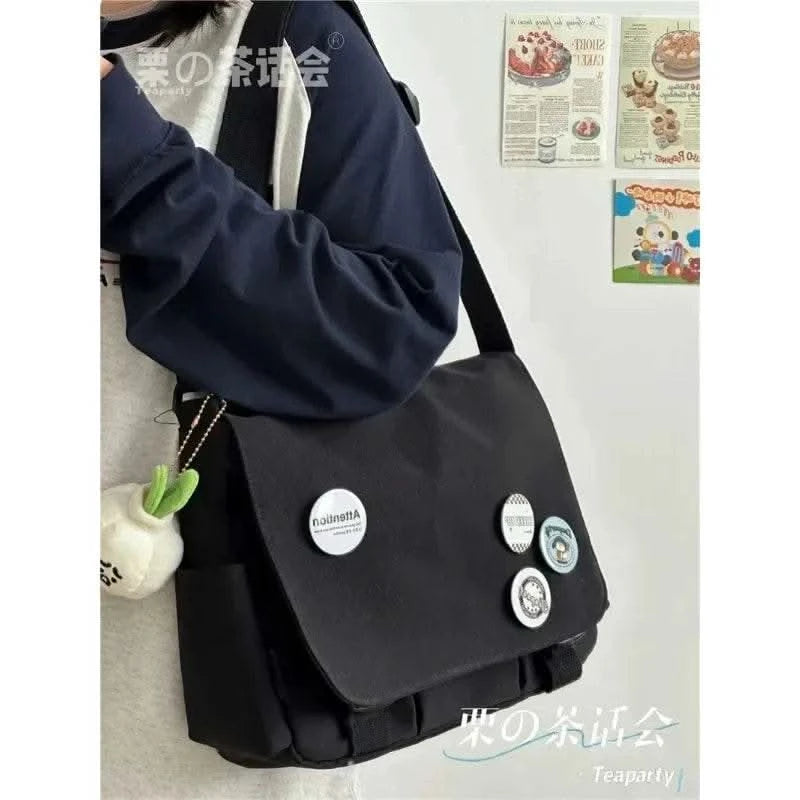 Collage Student School Bags Women&Men Unisex Crossbody Bags Multipockets Messenger Bag Simple Nylon Shoulder Bag - M & M Global