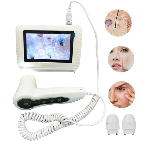 5 Inch Skin Analyzer Machine Professional Facial Scalp Hair Follicle Oil Moisture Care Detector Analyzer Tester Rechargeable - M & M Global
