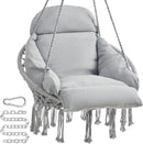 Hanging Chair. Hammock Chair with Thick Cushion. Boho Swing. Holds 264 lb. Accessories Included. Dove Gray. UGDC042G11.