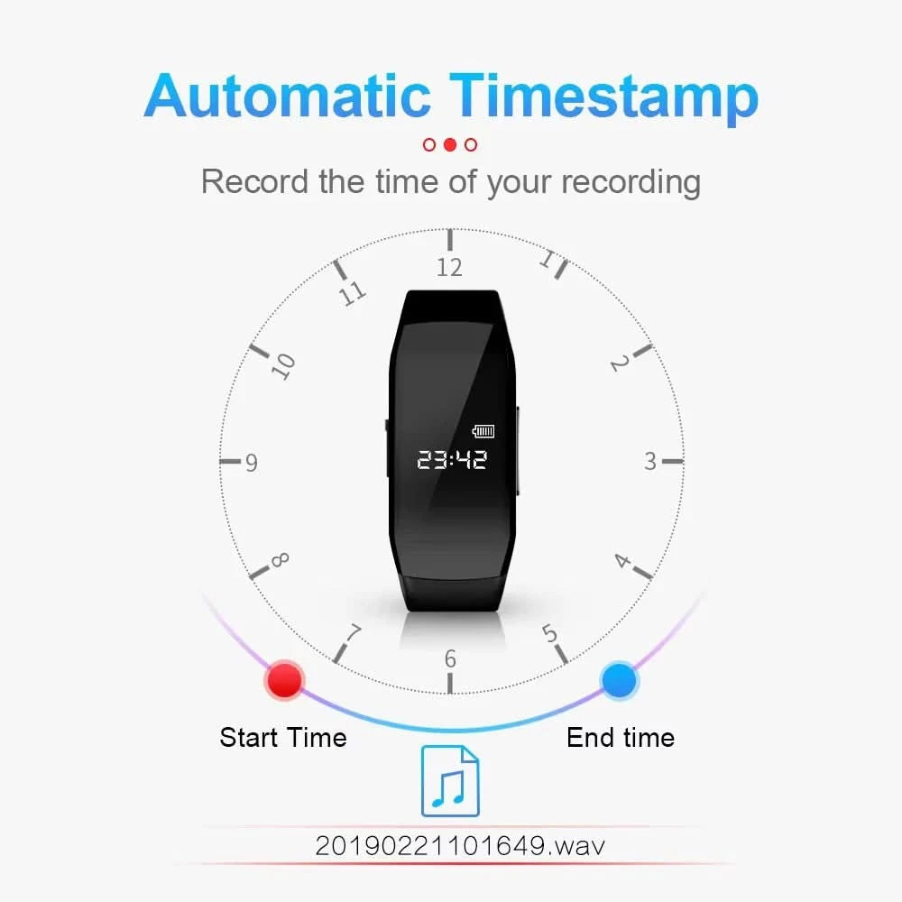 HD Mini Camera Watch 8-256GB Video Voice Recorder Bracelet USB Flash Driver Dictaphone Noise Reduce Sound Recording Wristband - M & M Global